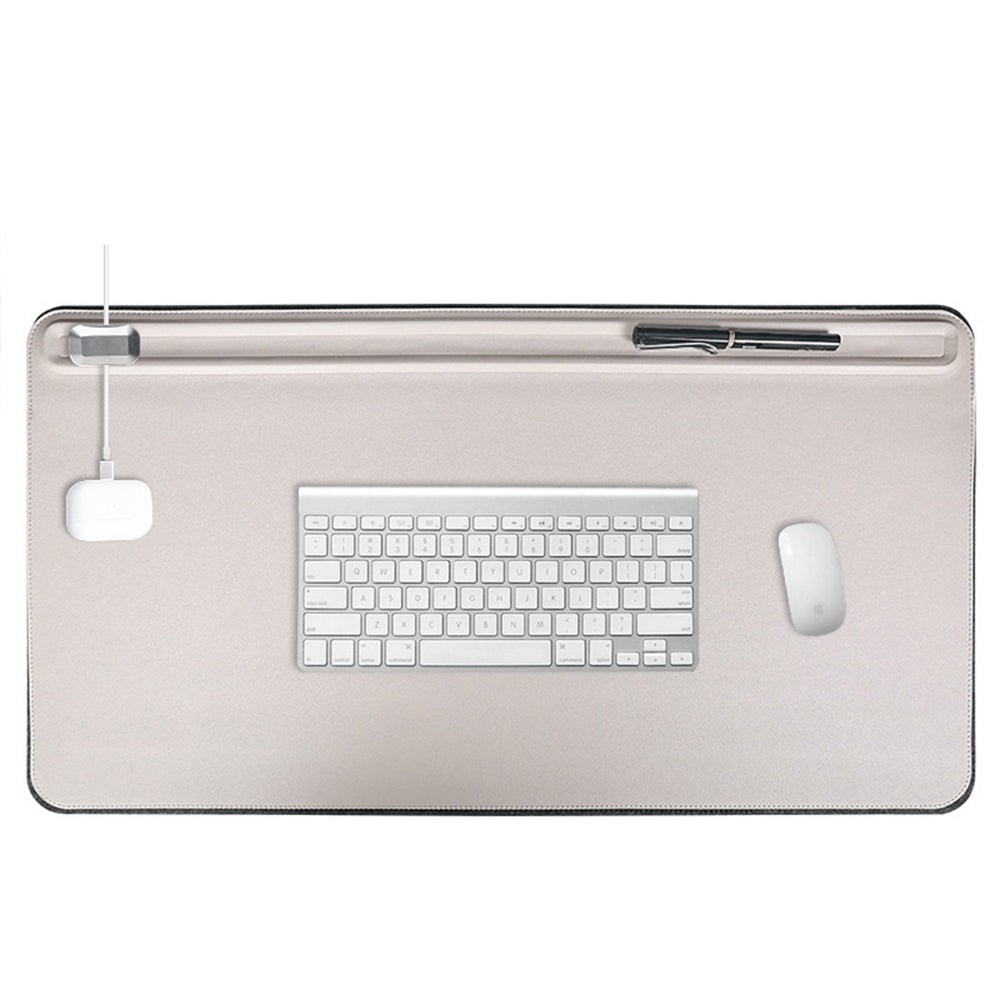 PU Leather 68.5 x 36.8cm Desk Mat with Magnetic Cable Holder for Office Home - NAVOR