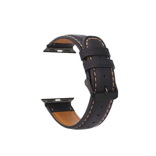 navor Leather Replacement Band with Stainless-Steel Clasp for Apple Watch - NAVOR