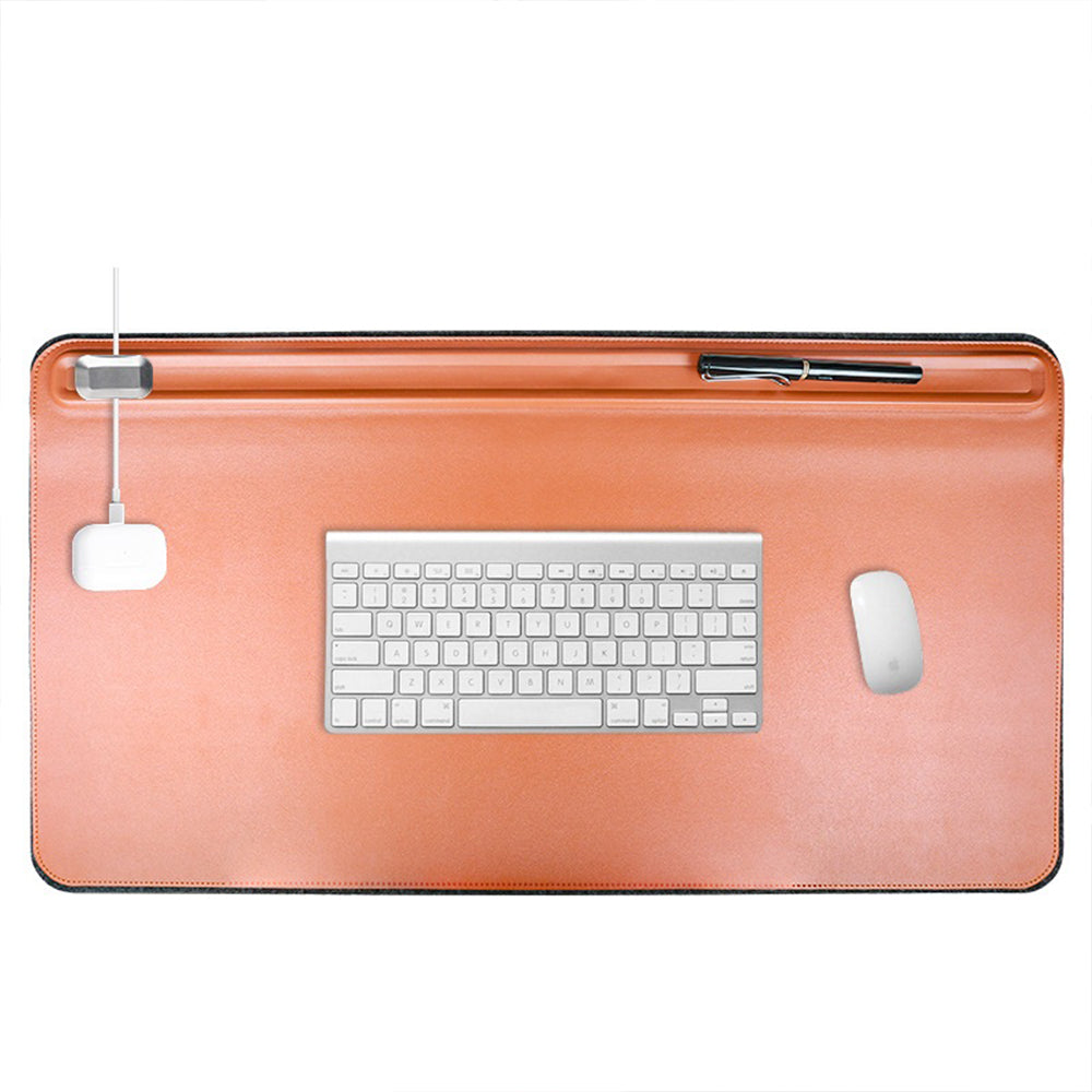 PU Leather 68.5 x 36.8cm Desk Mat with Magnetic Cable Holder for Office Home - NAVOR