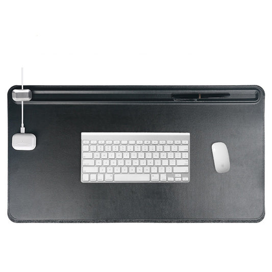 PU Leather 68.5 x 36.8cm Desk Mat with Magnetic Cable Holder for Office Home - NAVOR
