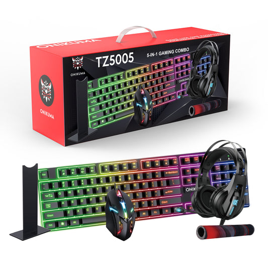 navor 5 in 1 Gaming Headset, Keyboard, Mouse, Headset Stand, Mouse Pad Combo