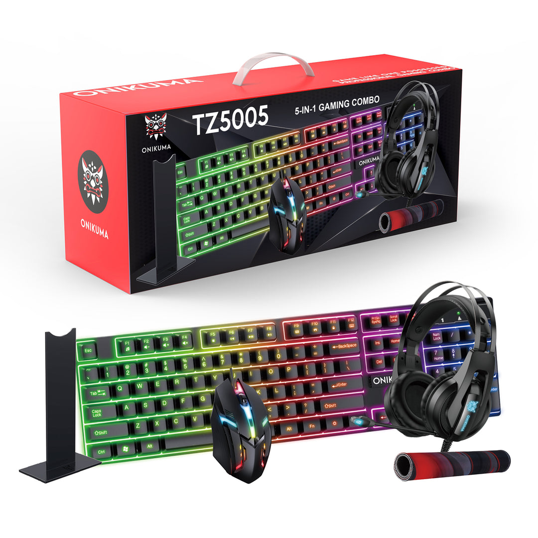 Razor keyboard, discount mouse, headset stand, mousepad