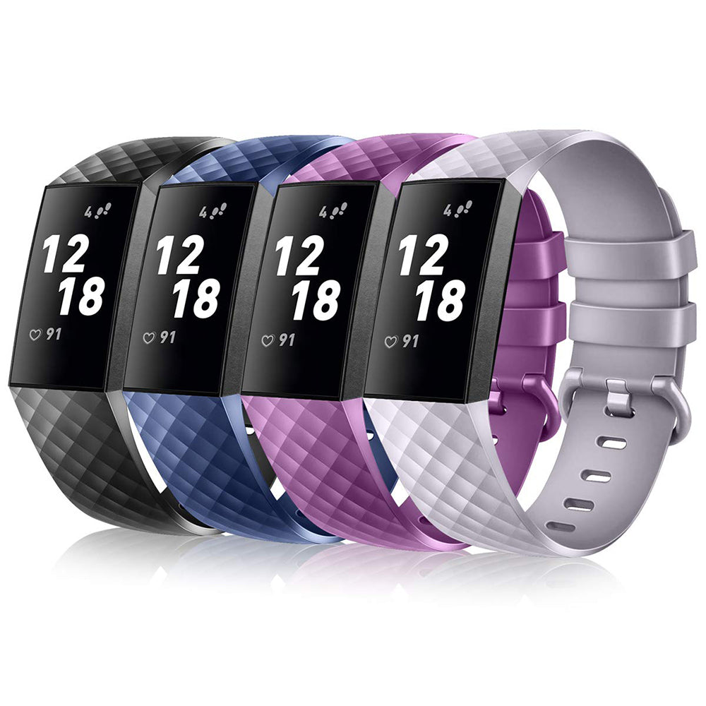 4 Pack Fitbit Charge 3 / 4 Bands Soft Replacement Wristband - NAVOR