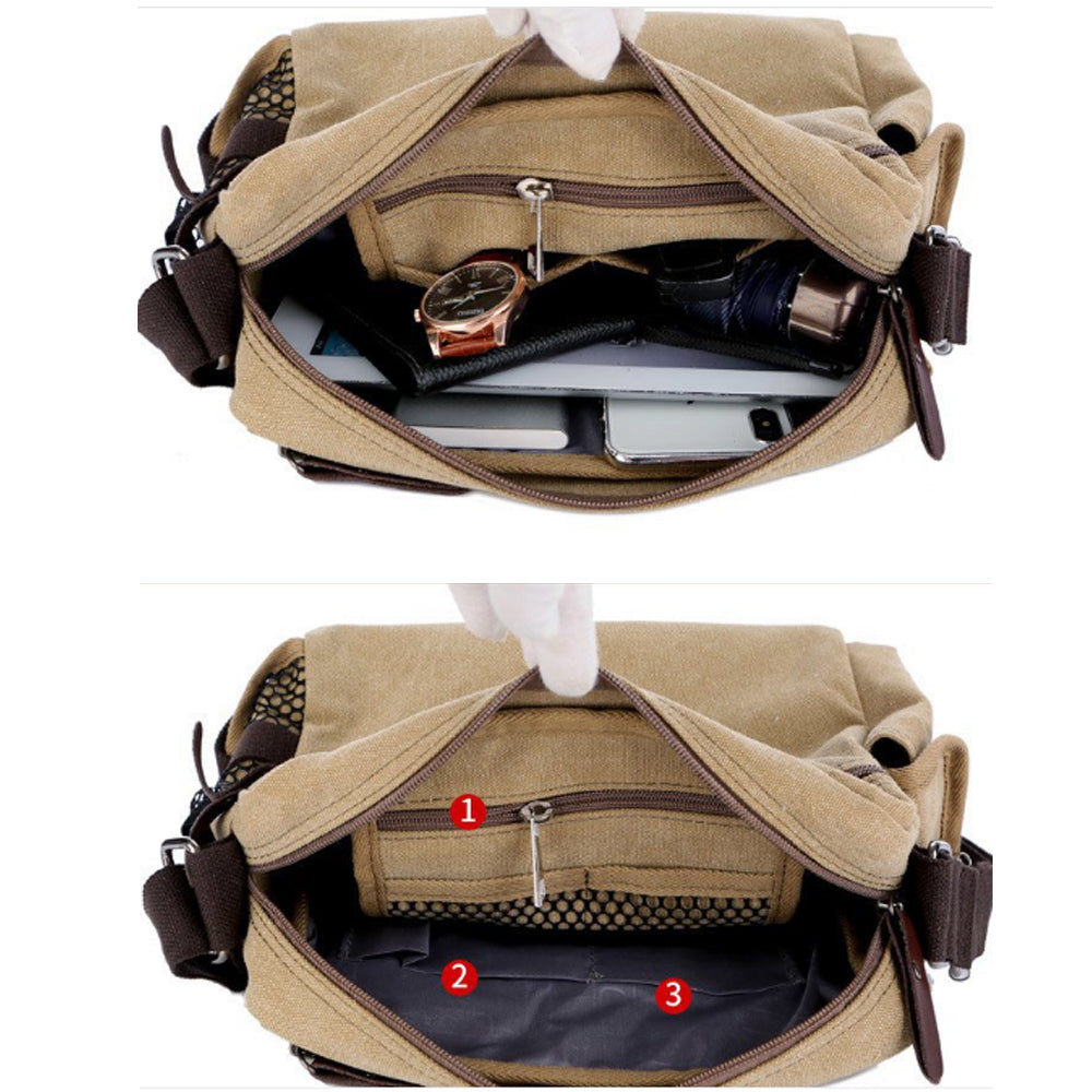 Men's Small Vintage Multipurpose Messenger Bag - NAVOR