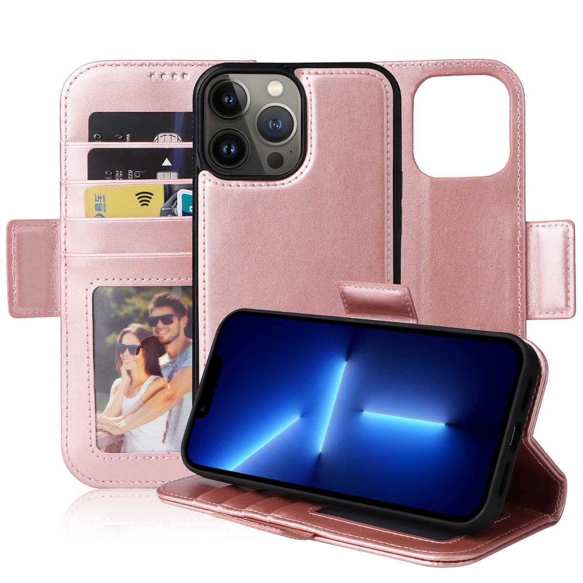 Vajio Series - iPhone 13 Pro Max 6.7" PU Leather Wallet Case - NAVOR