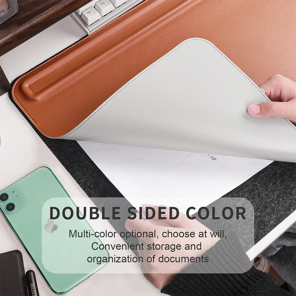 PU Leather 68.5 x 36.8cm Desk Mat with Magnetic Cable Holder for Office Home - NAVOR