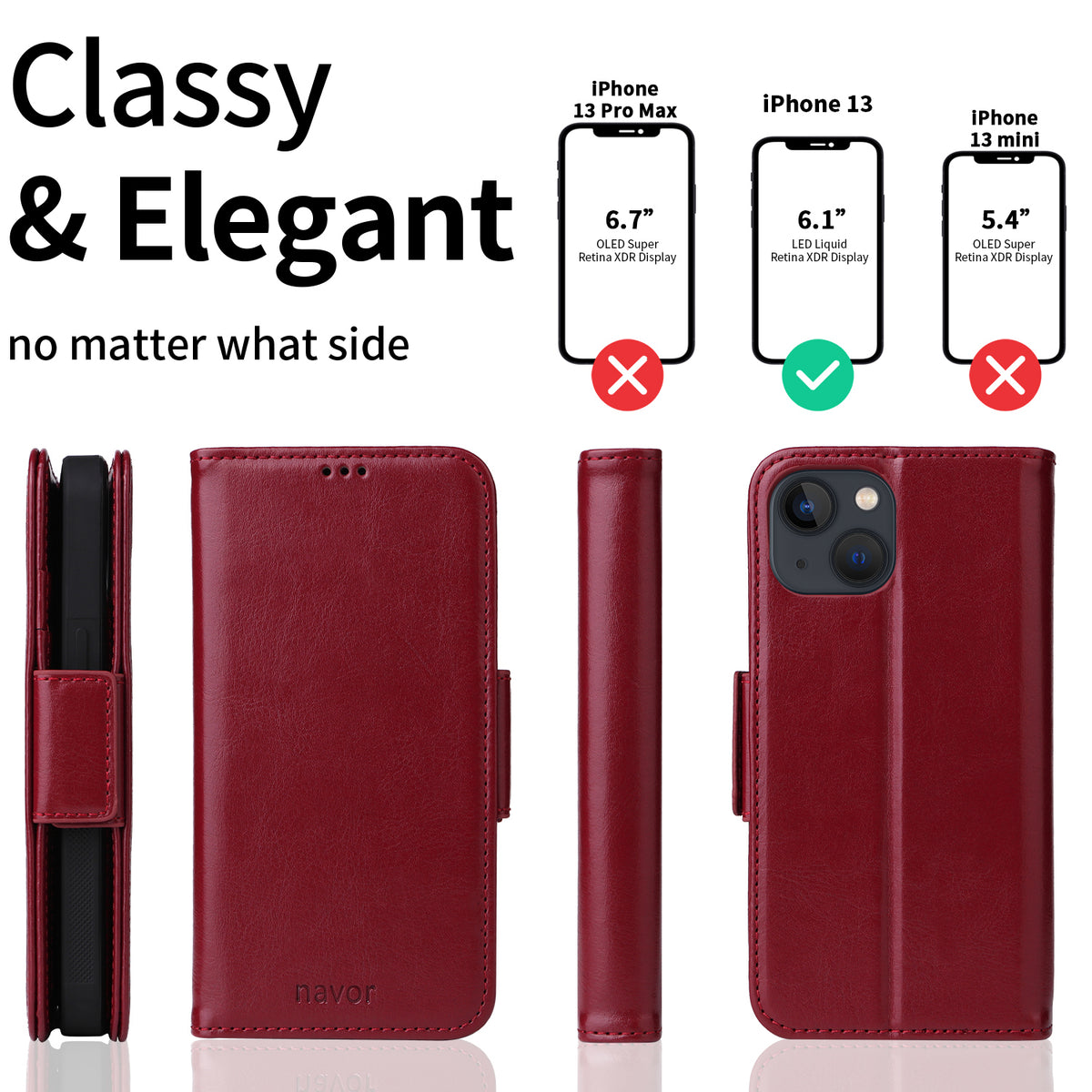Vajio Series - iPhone 13 6.1" PU Leather Wallet Case - NAVOR