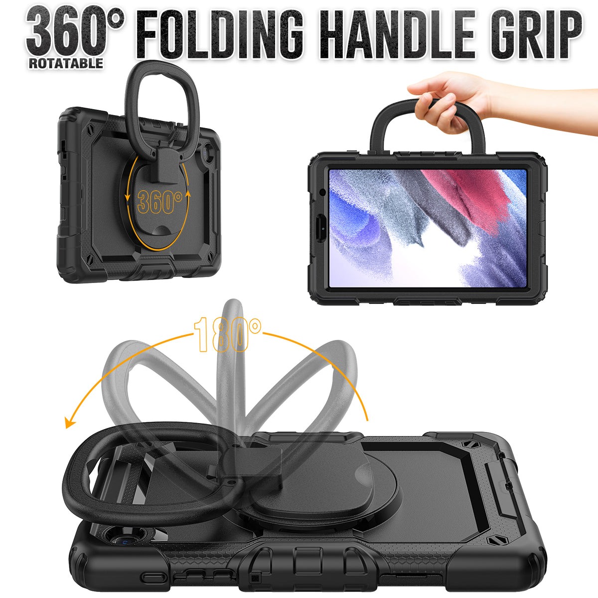 navor Galaxy Tab A7 Lite 8.7” 2021, 360 Kickstand Case [BLACK]