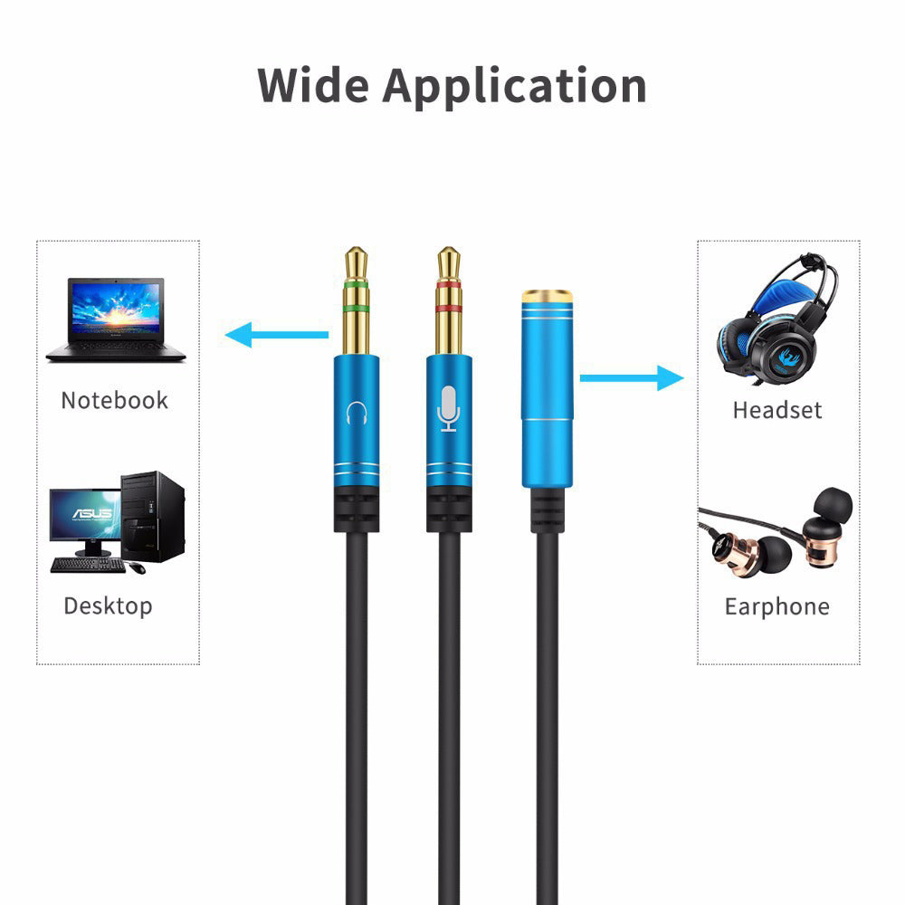 navor Headphone Splitter Cable, 3.5mm Female to Headphone Mic and Audio - NAVOR