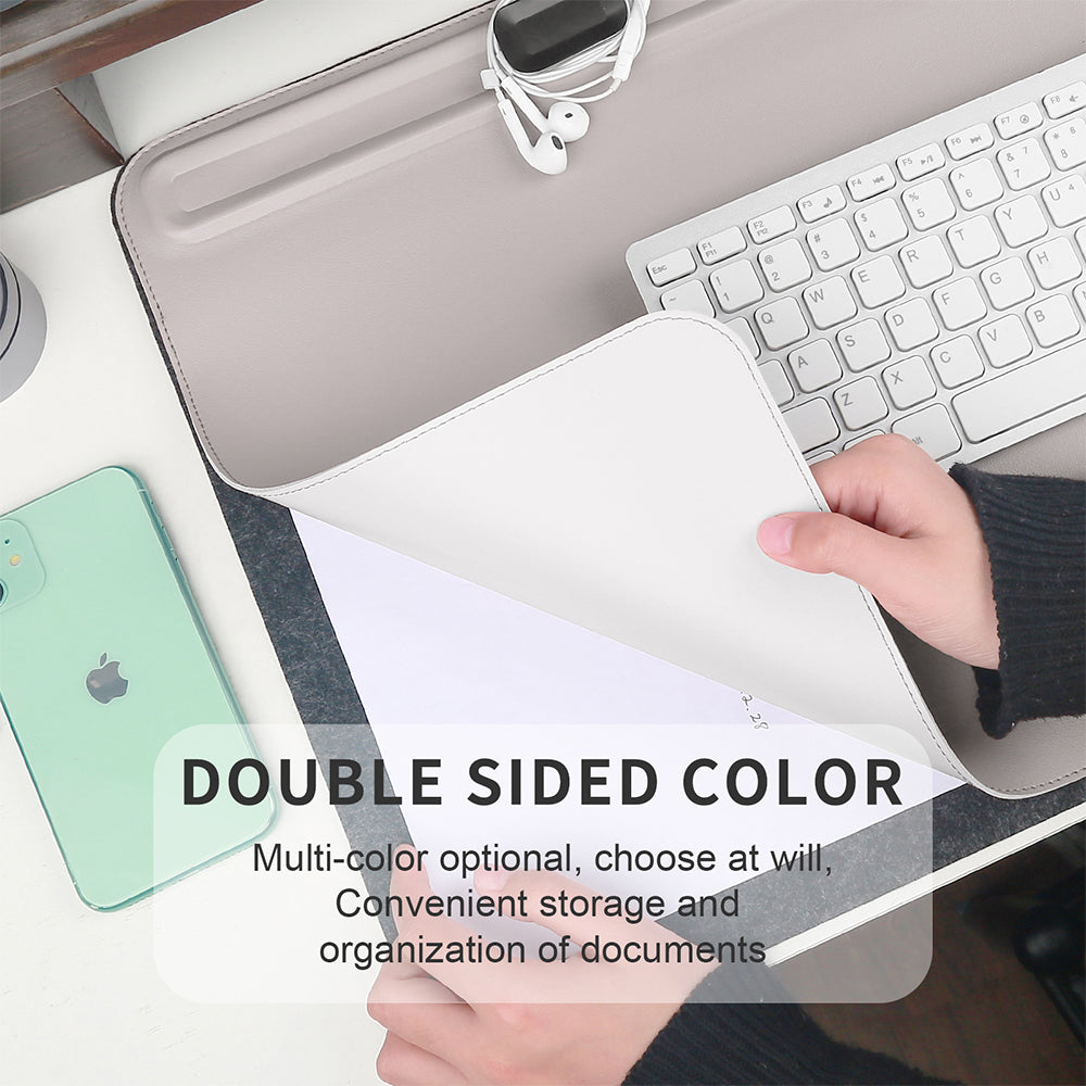 PU Leather 68.5 x 36.8cm Desk Mat with Magnetic Cable Holder for Office Home - NAVOR