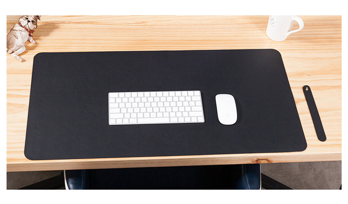 PU Leather 90 x 45 cm Desk Mat, Non-Slip Flat Extended Desk Mouse Mat for Office Home - NAVOR