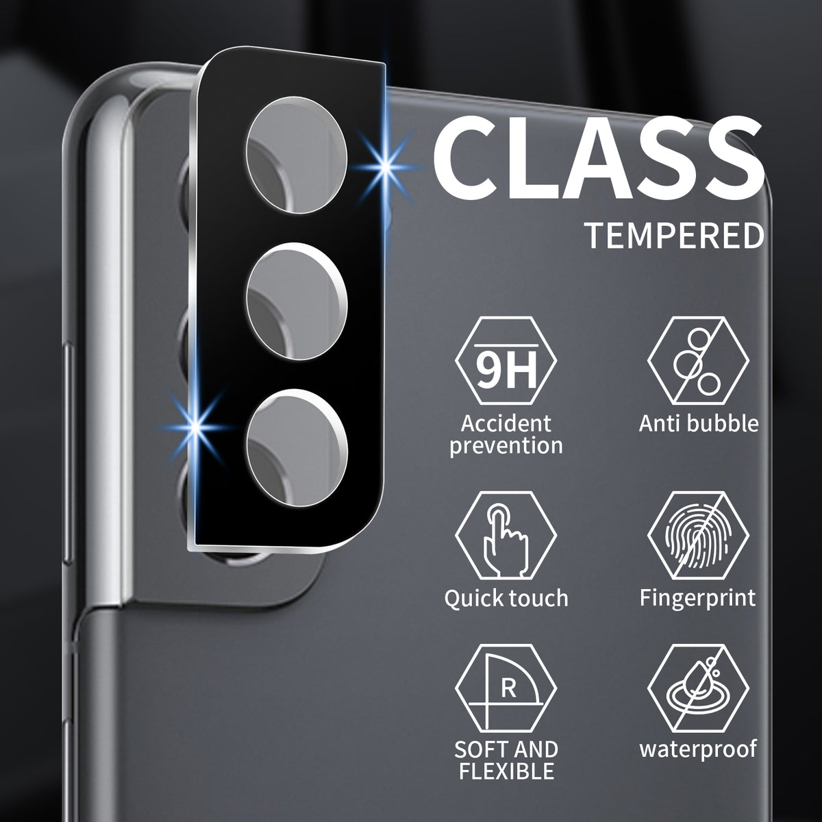 [5-in-1 Pack] Slim Clear Case for Galaxy S22 5G 6.1” with Camera Lens and Screen Proetctors - NAVOR