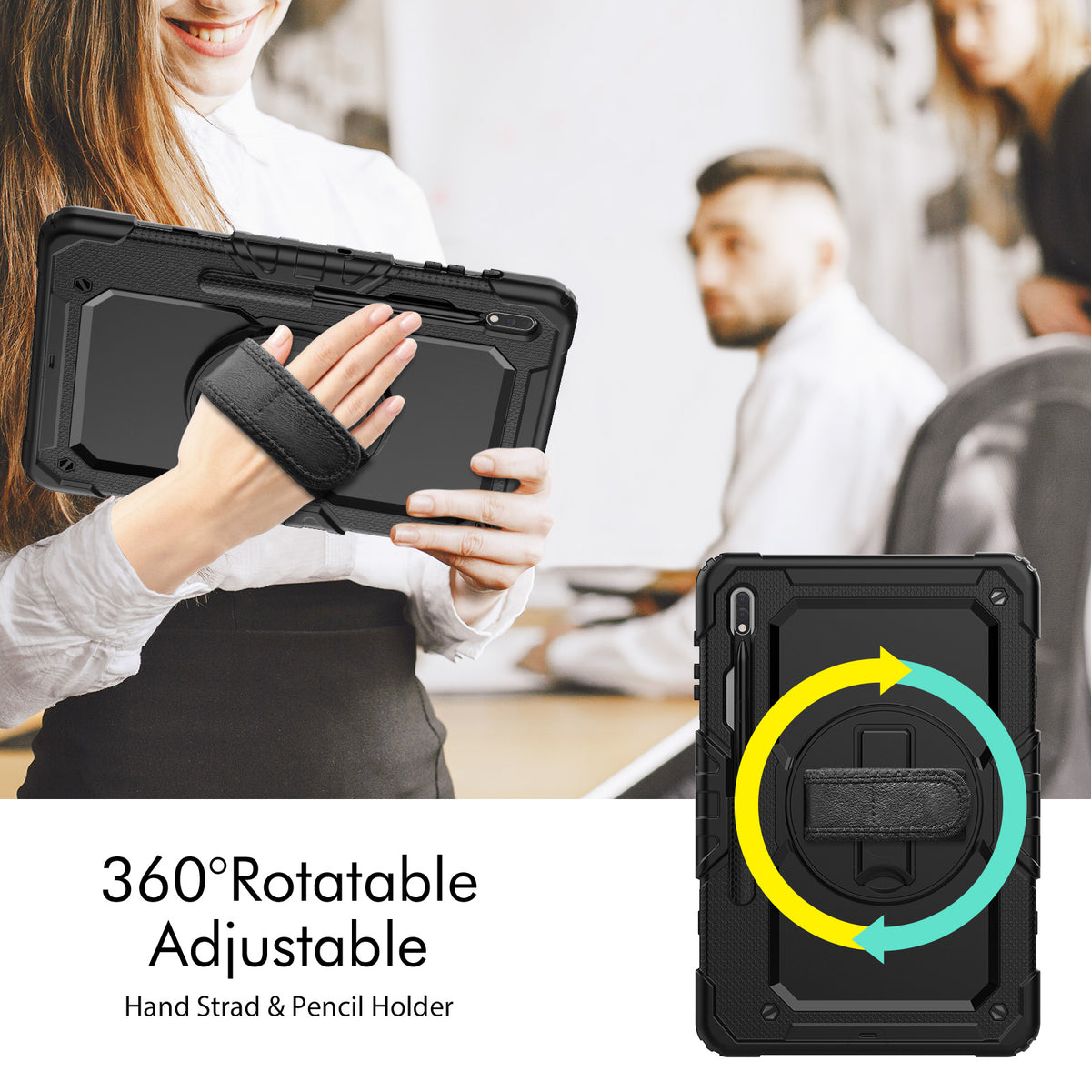 navor Tab S8 Plus (2022) / Tab S7 Plus  (2020) / Tab S7 FE (2021) 12.4-inch, 360 Kickstand Case [BLACK]