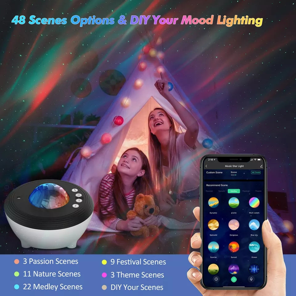 navor Aurora Projector Light with Remote Control, Timer, Built in Speaker, App Control