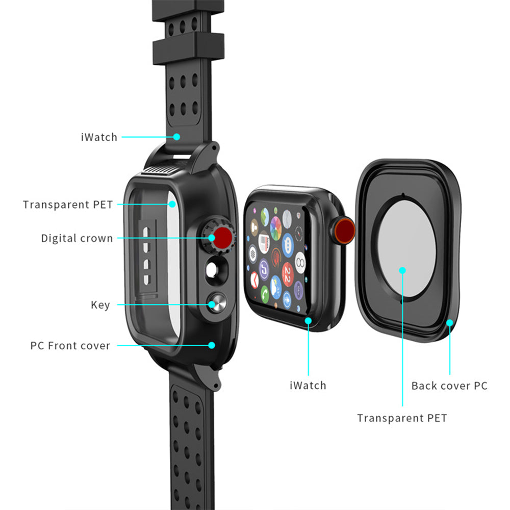 Apple Watch 44mm Series 6/SE/5/4 Waterproof Watch Band and Case with Built-in Screen Protector - NAVOR