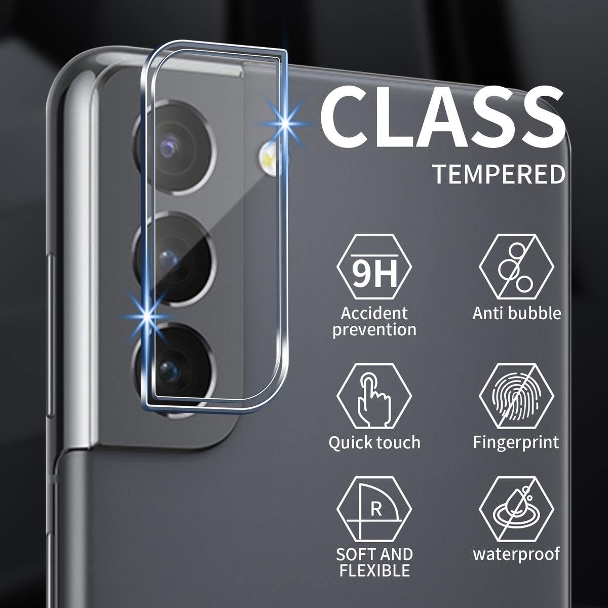 2 Pack Screen Protector & 2 Pack Camera Lens Protector for Samsung Galaxy S22 Plus - NAVOR