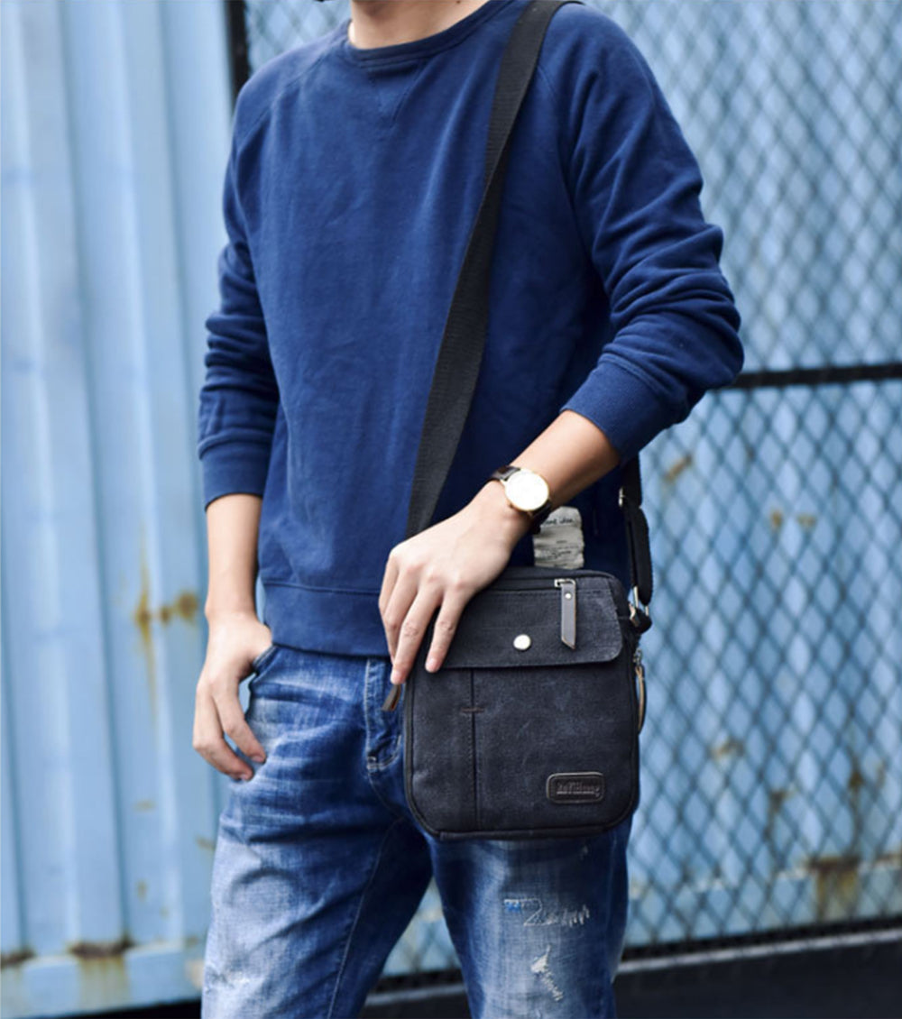 Men's Small Vintage Multipurpose Canvas Shoulder/ Messenger Bag - NAVOR