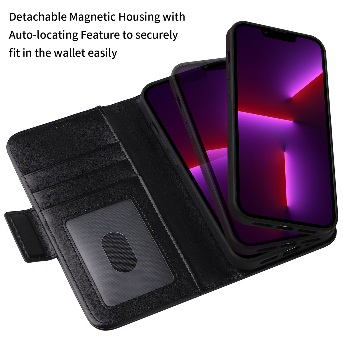 Vajio Series - iPhone 13 Pro 6.1" PU Leather Wallet Case - NAVOR