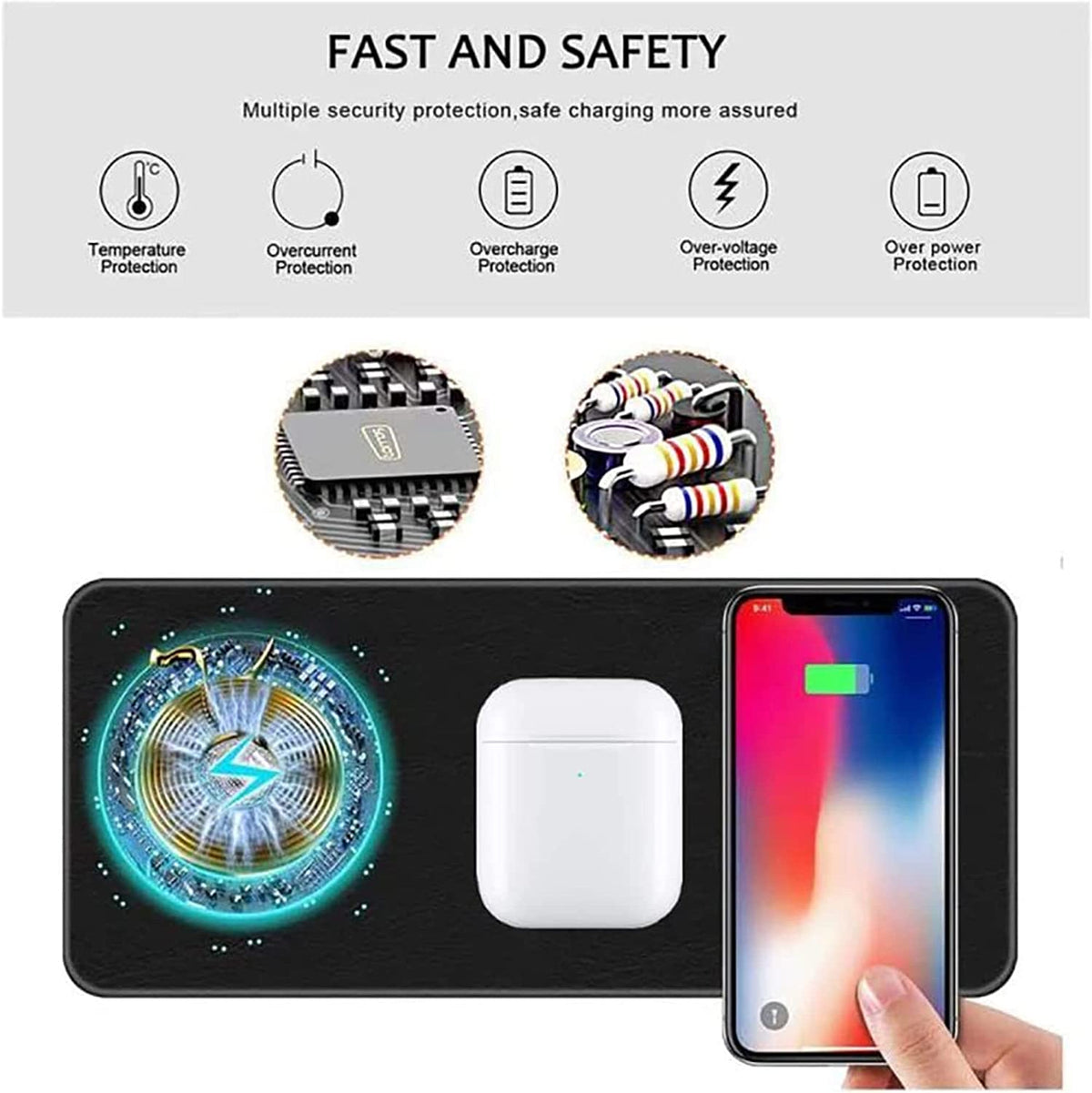 navor 3-in-1 Ultra-Slim Leather Multiple Devices Wireless Charging Pad - NAVOR