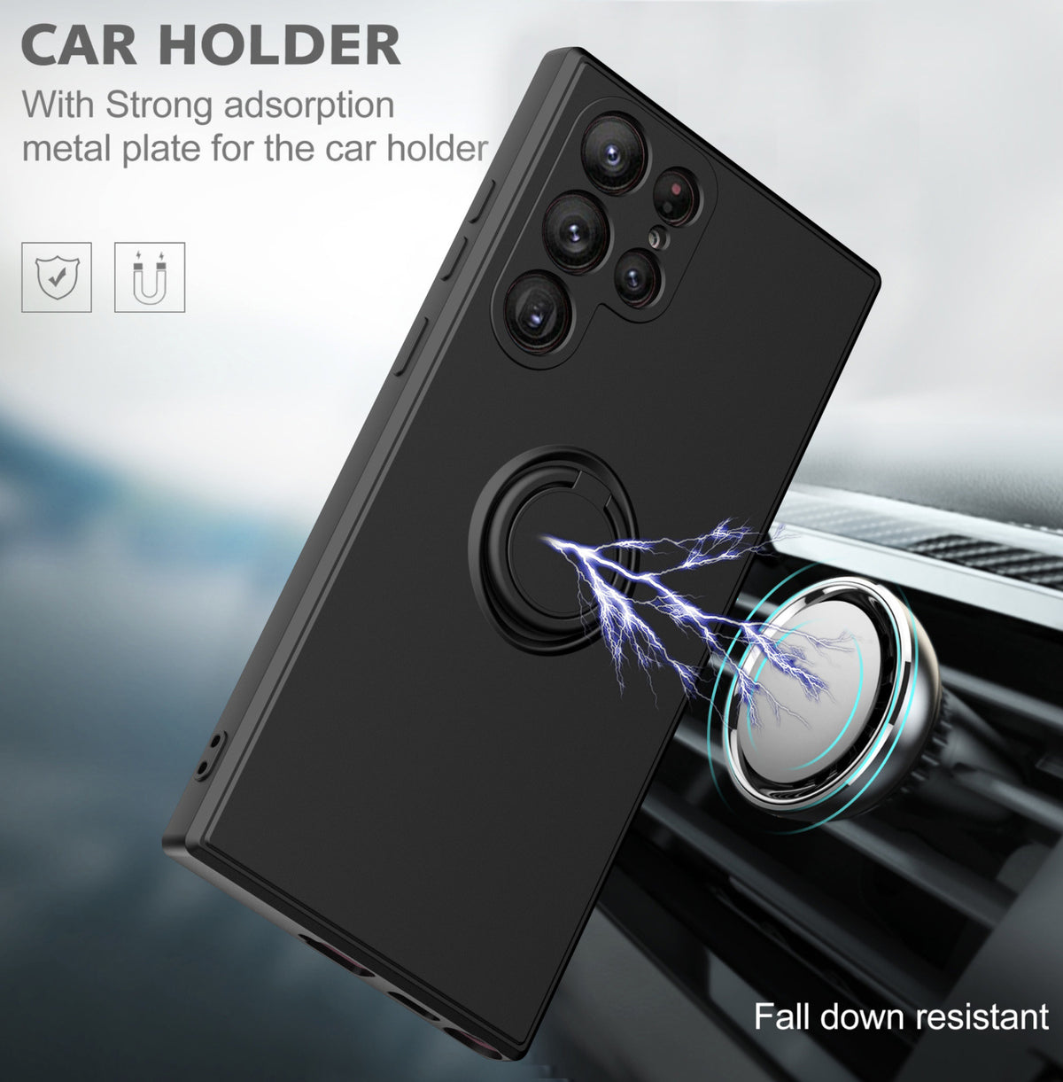 Samsung Galaxy S22 Ultra Case with Ring Kickstand, Car Mount Feature - NAVOR