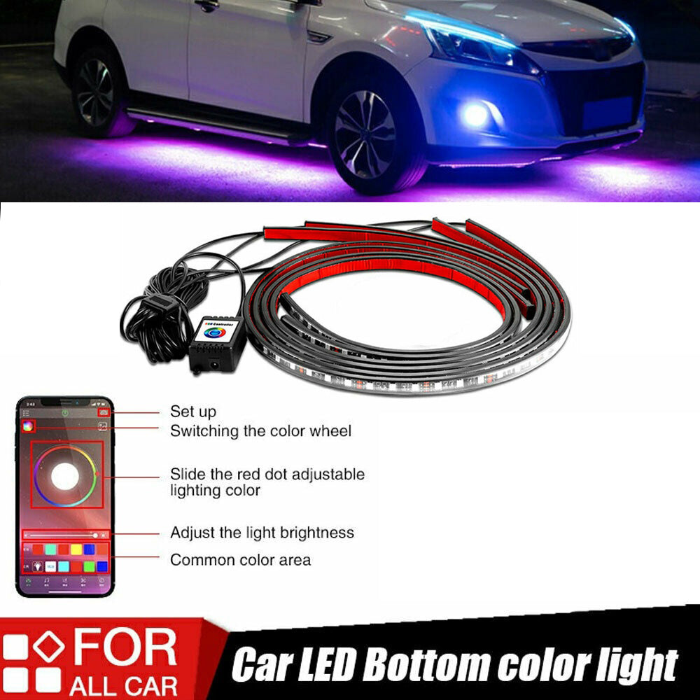 Car Under Glow Lights, Bluetooth App Control RGB Strip Lights - NAVOR