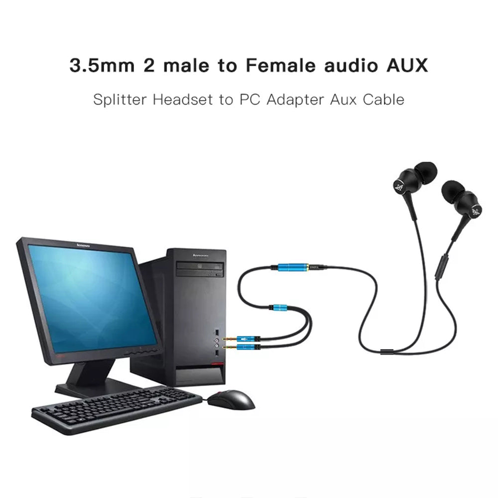 navor Headphone Splitter Cable, 3.5mm Female to Headphone Mic and Audio - NAVOR