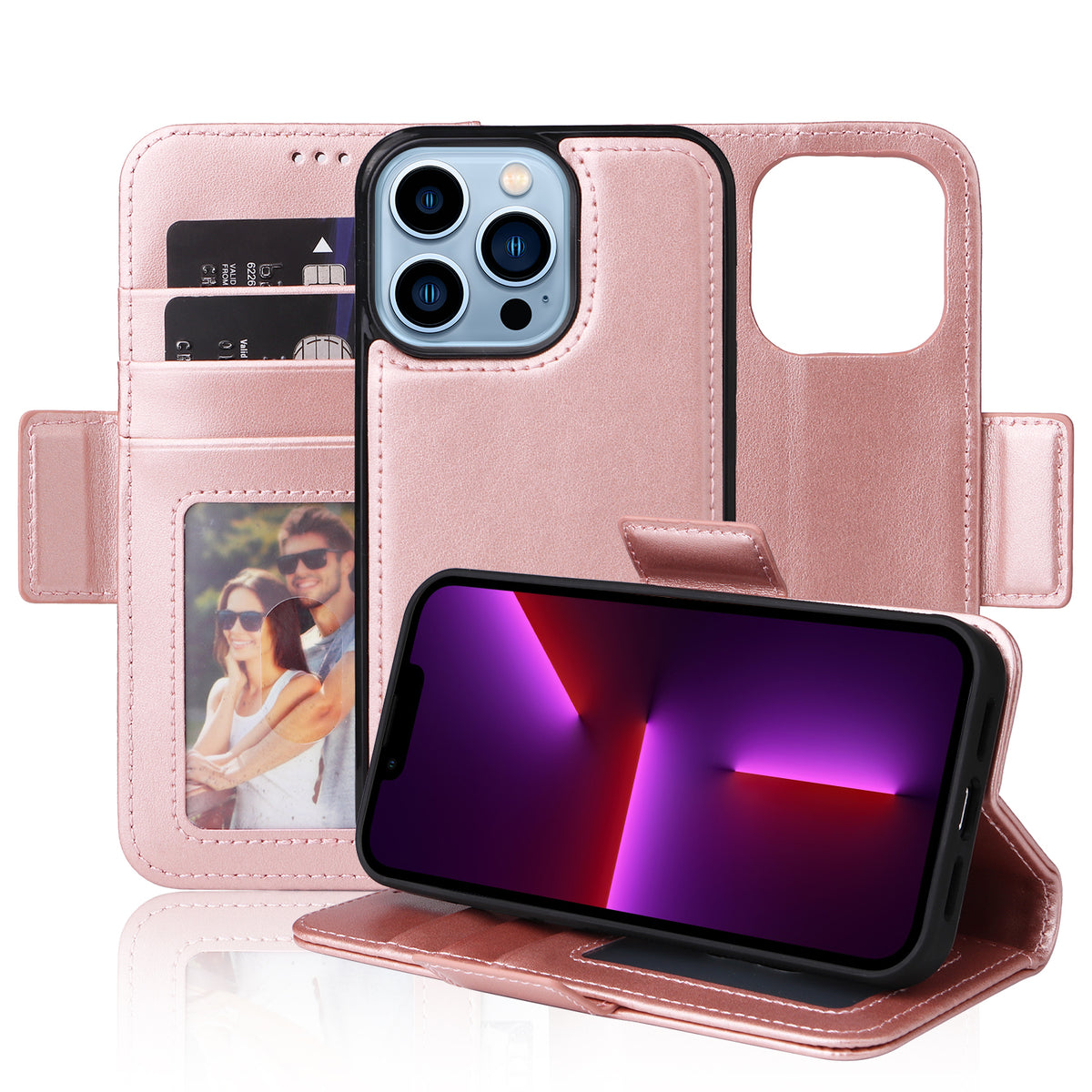 Vajio Series - iPhone 13 Pro 6.1" PU Leather Wallet Case - NAVOR