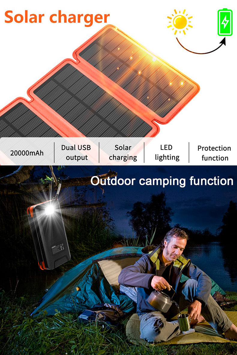 20000mAh Solar Portable Power Bank Dual 2.1A Outputs Waterproof External Battery Pack - NAVOR