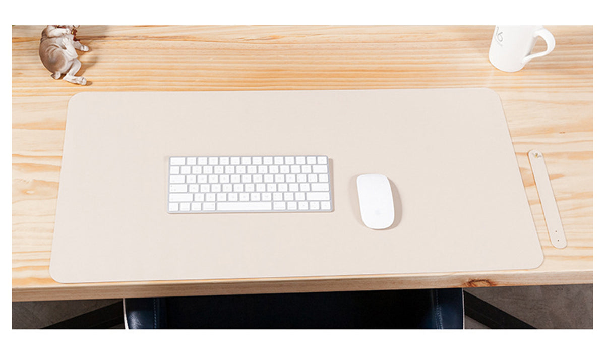 PU Leather 90 x 45 cm Desk Mat, Non-Slip Flat Extended Desk Mouse Mat for Office Home - NAVOR