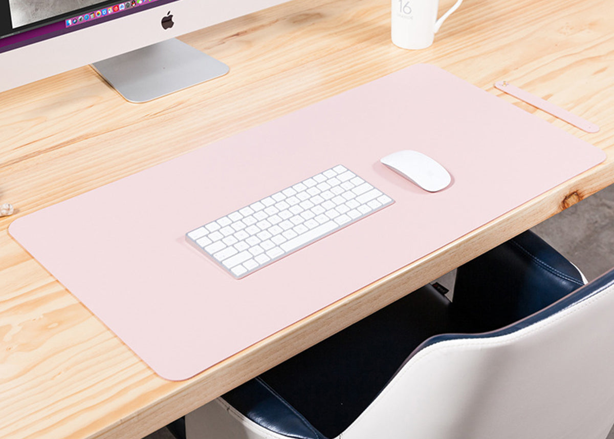 PU Leather 90 x 45 cm Desk Mat, Non-Slip Flat Extended Desk Mouse Mat for Office Home - NAVOR