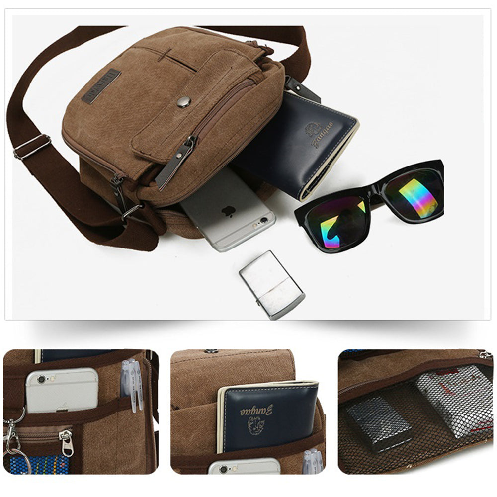 Men's Small Vintage Multipurpose Canvas Shoulder/ Messenger Bag - NAVOR