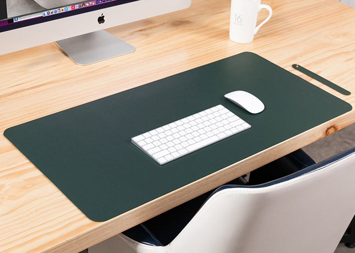 PU Leather 90 x 45 cm Desk Mat, Non-Slip Flat Extended Desk Mouse Mat for Office Home - NAVOR