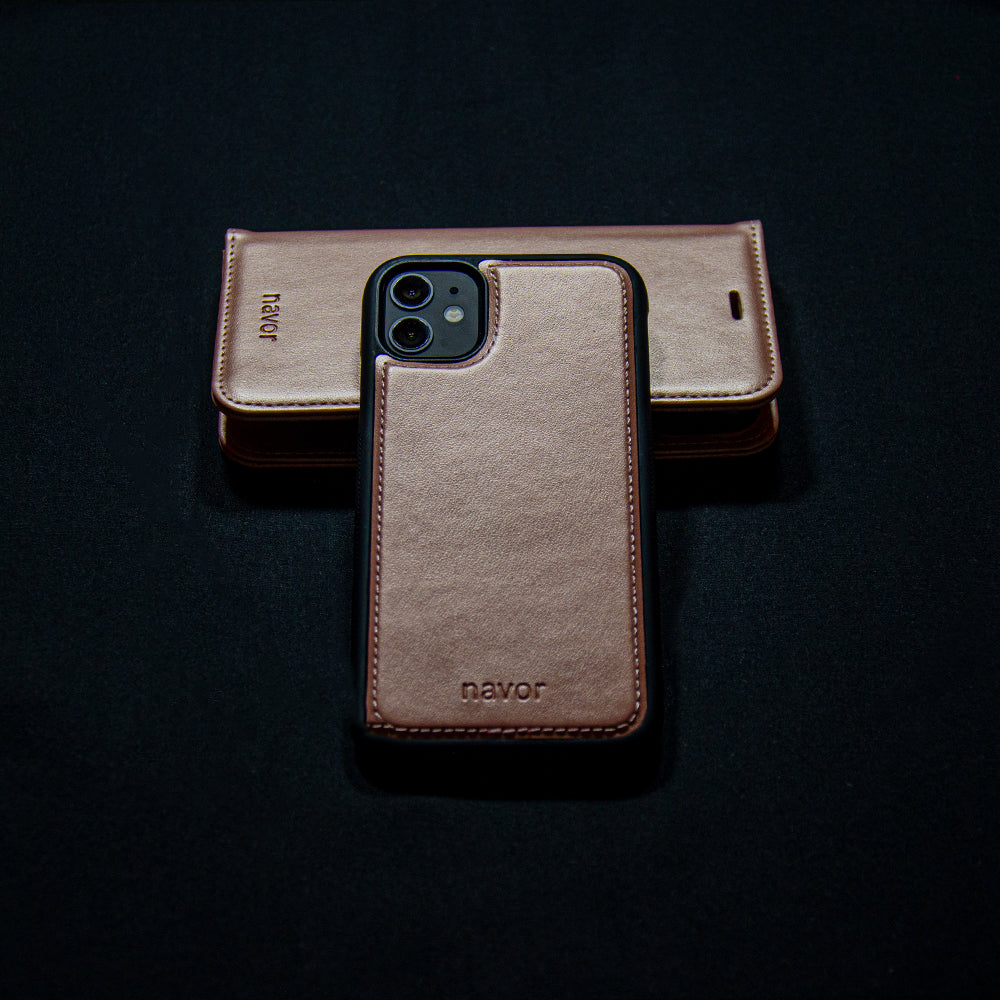 Vajio Series - iPhone 12 / Pro PU Leather Wallet Case - NAVOR