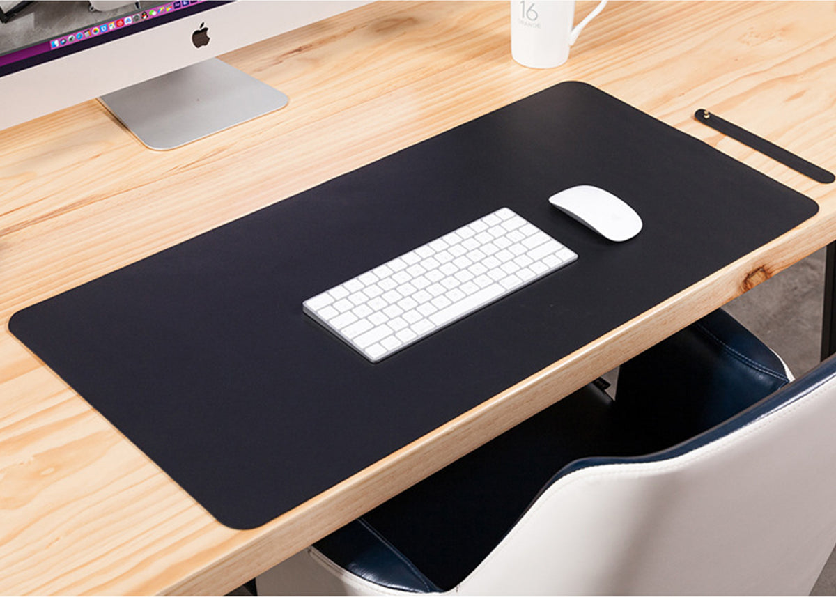 PU Leather 90 x 45 cm Desk Mat, Non-Slip Flat Extended Desk Mouse Mat for Office Home - NAVOR