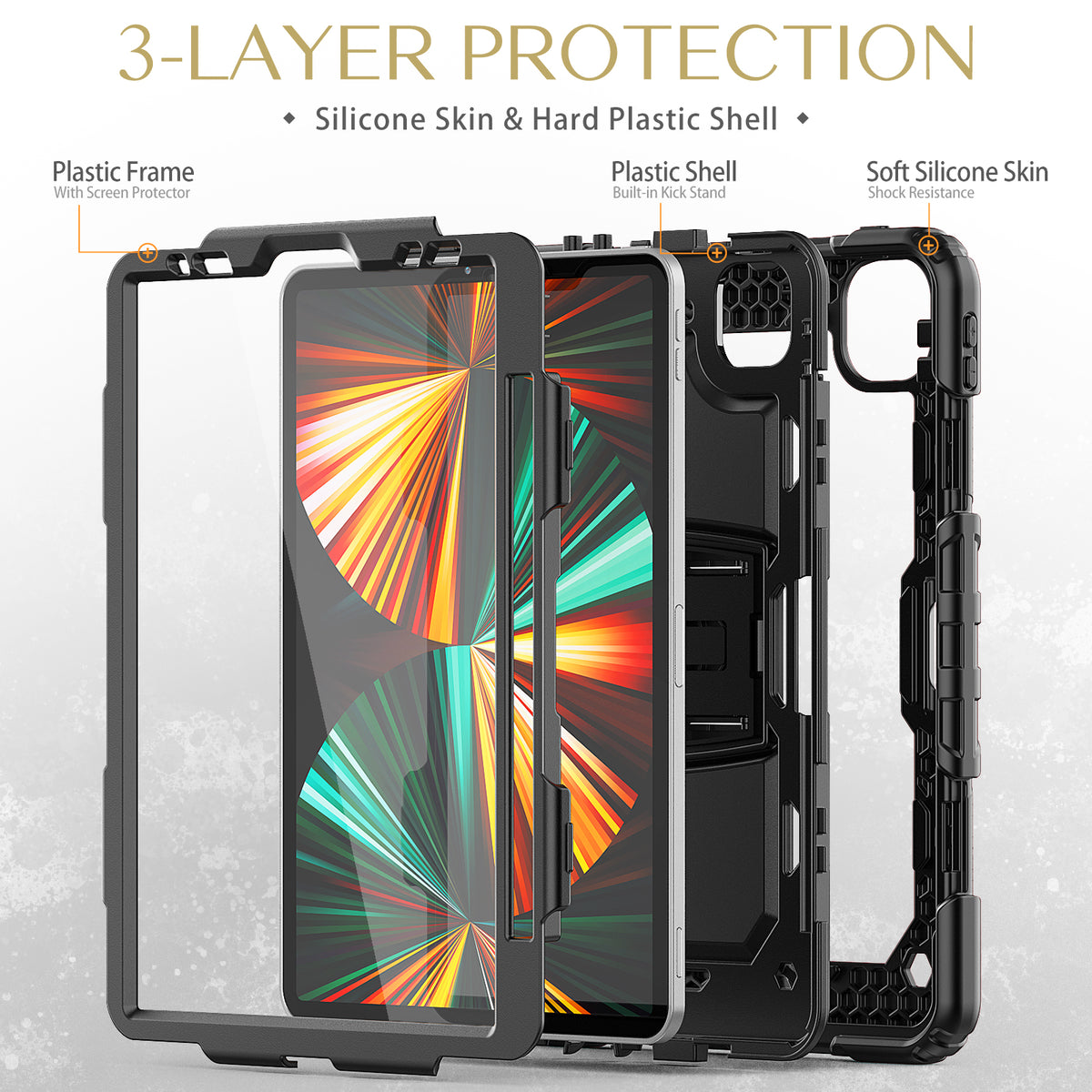 Case for iPad Pro 11, Built-in Screen Protector, Built-in Kickstand - NAVOR
