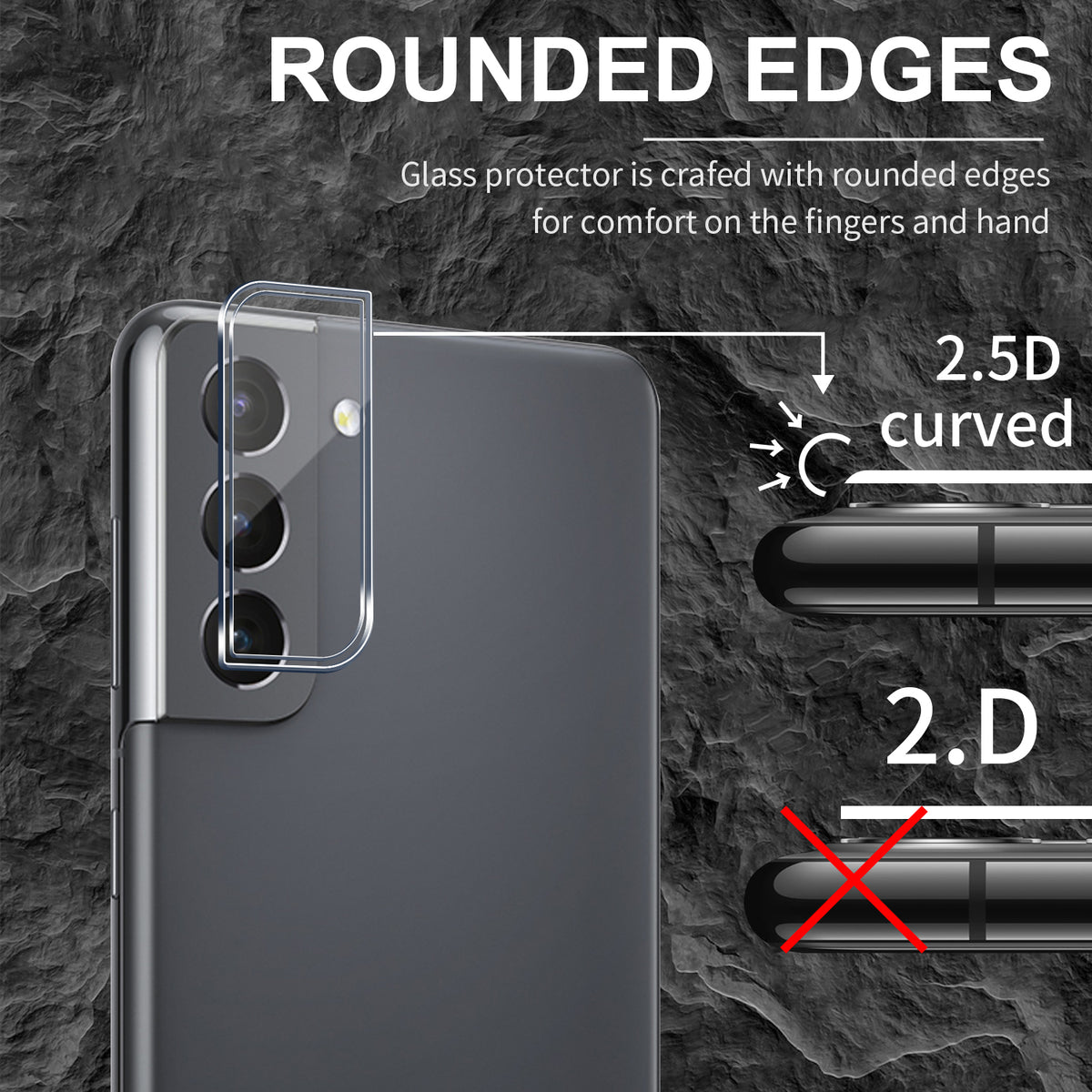 2 Pack Screen Protector & 3 Pack Camera Lens Protector for Samsung Galaxy S22 6.1" - NAVOR