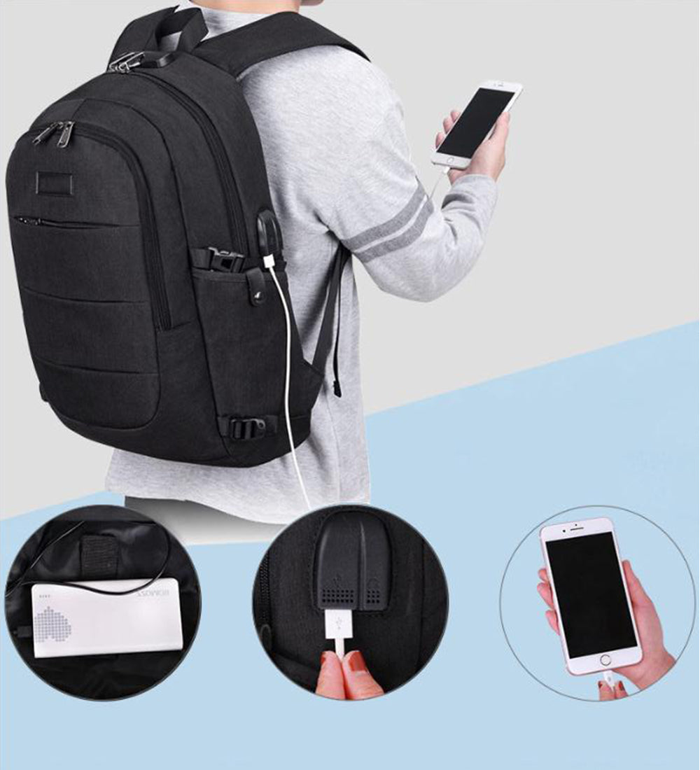 backpack with usb charging port headphone port slim travel backpack Anti-Theft with USB Charging Port, Headphone Jack & Lock, Business Lap – NAVOR