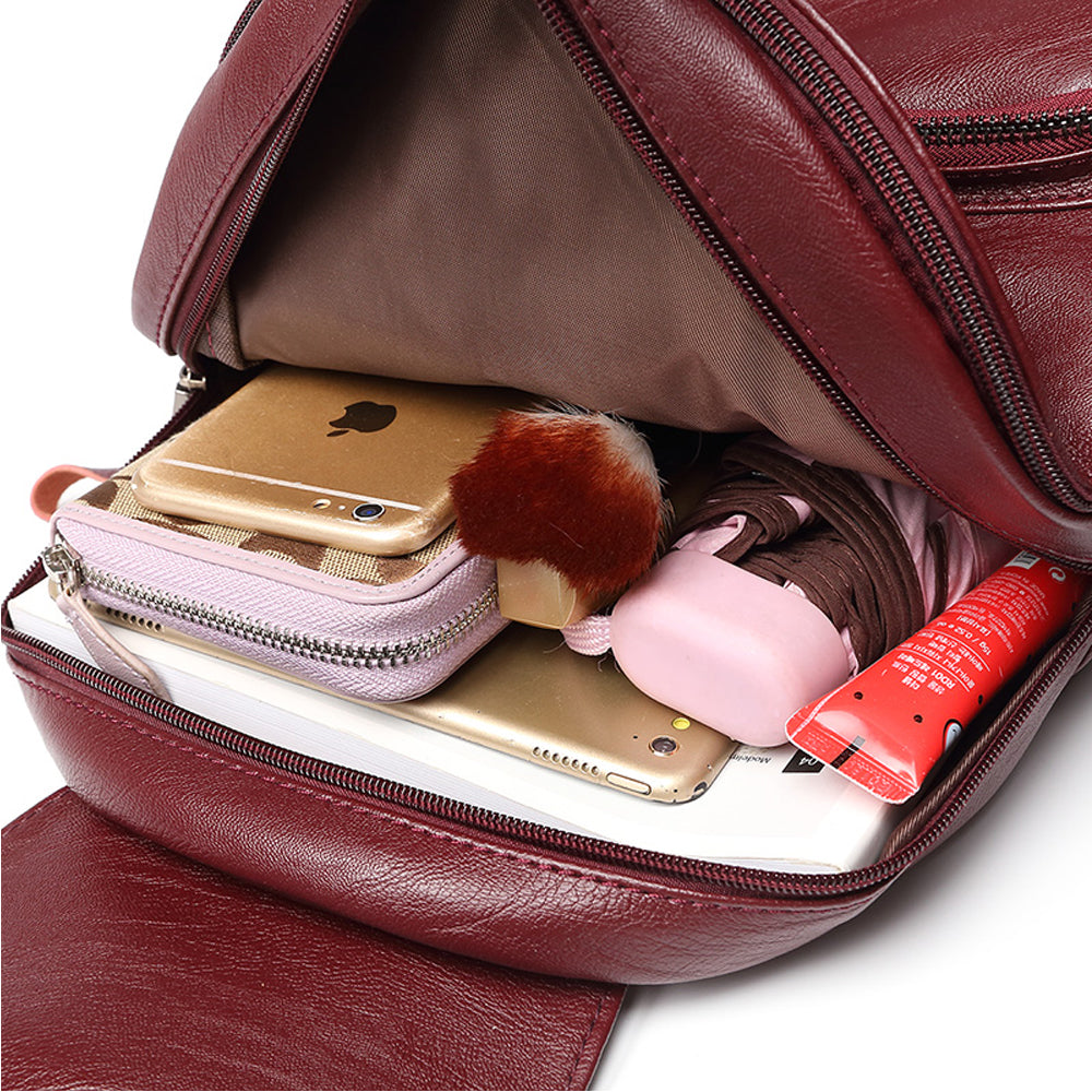 Leather Backpack for Girls/Women Waterproof Daypack - NAVOR
