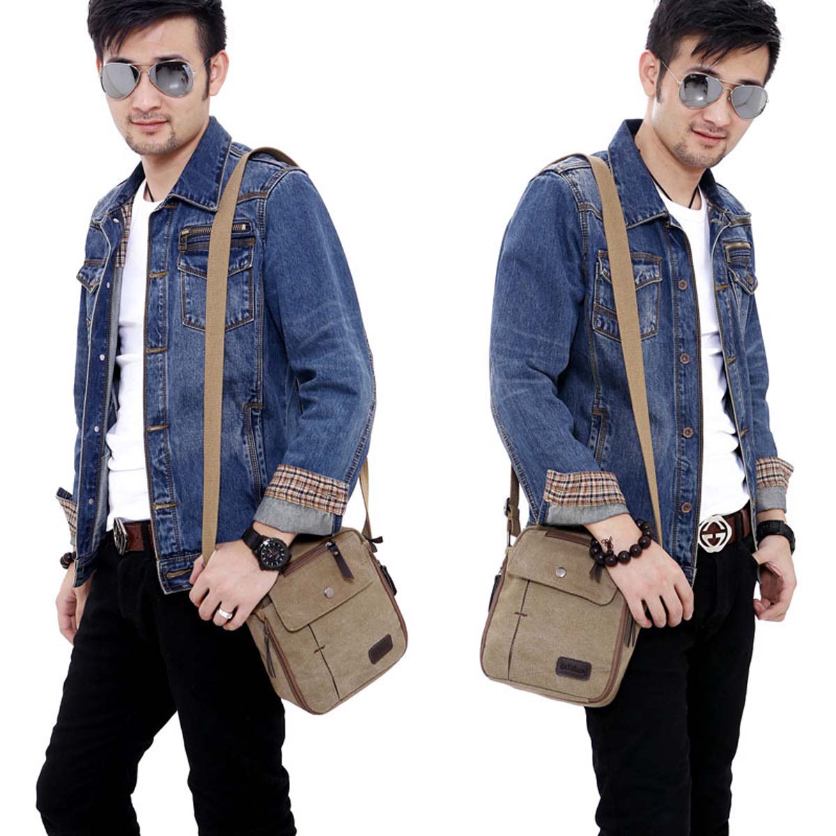 Men's Small Vintage Multipurpose Canvas Shoulder/ Messenger Bag - NAVOR