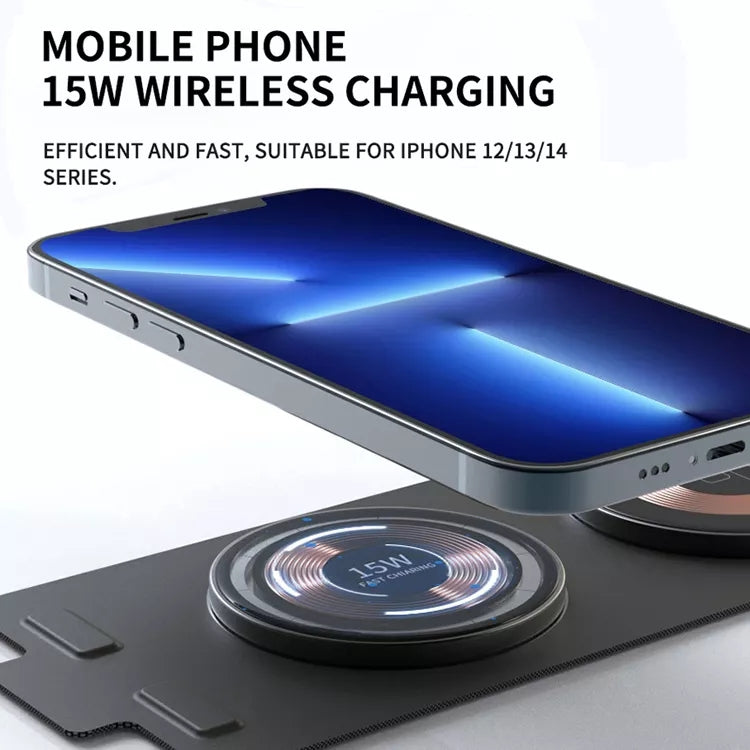 navor 3 in 1 Foldable Wireless Charger, For Phone, iWatch, Airpods