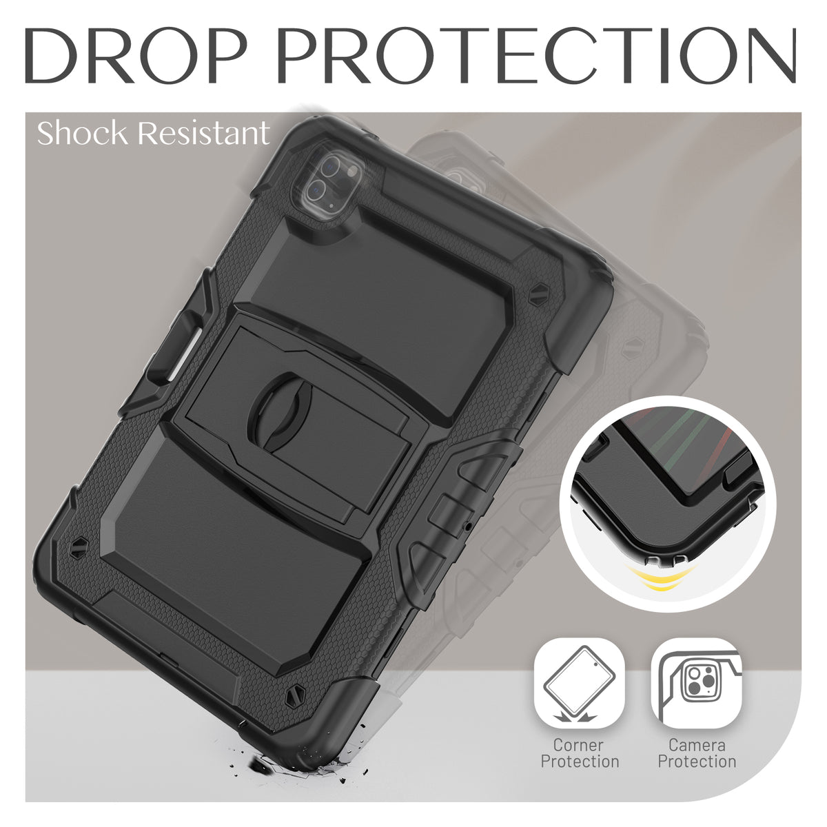 Case for iPad Pro 11, Built-in Screen Protector, Built-in Kickstand - NAVOR