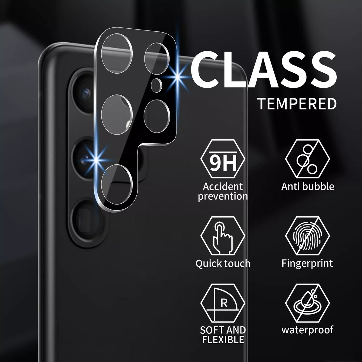 2 Pack Screen Protector & 2 Pack Camera Lens Protector for Samsung Galaxy S22 Ultra - NAVOR