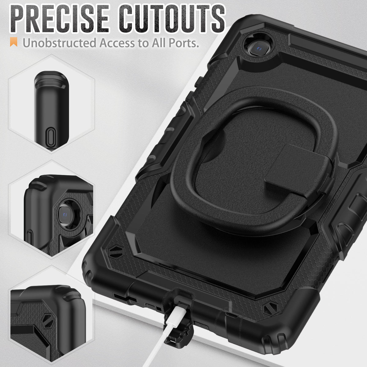 navor Galaxy Tab A7 Lite 8.7” 2021, 360 Kickstand Case [BLACK]