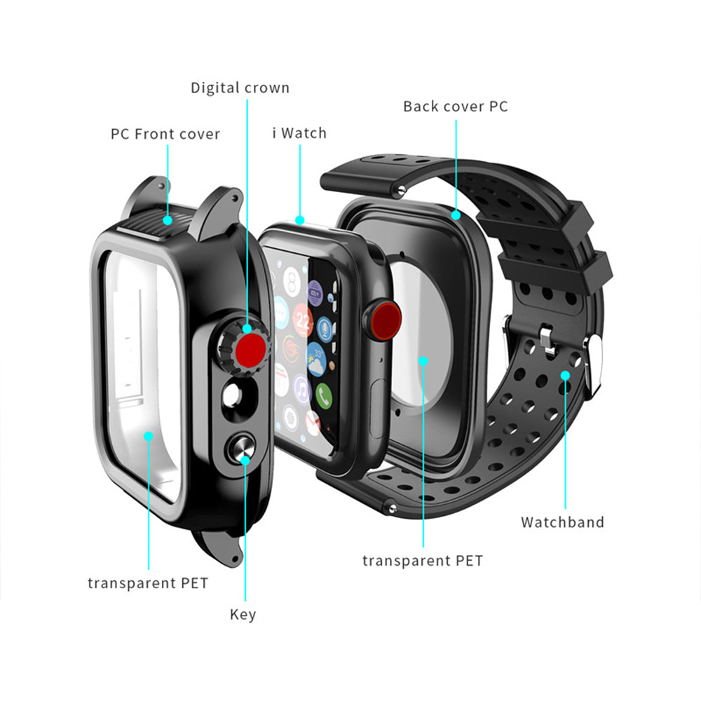 Apple Watch 44mm Series 6/SE/5/4 Waterproof Watch Band and Case with Built-in Screen Protector - NAVOR
