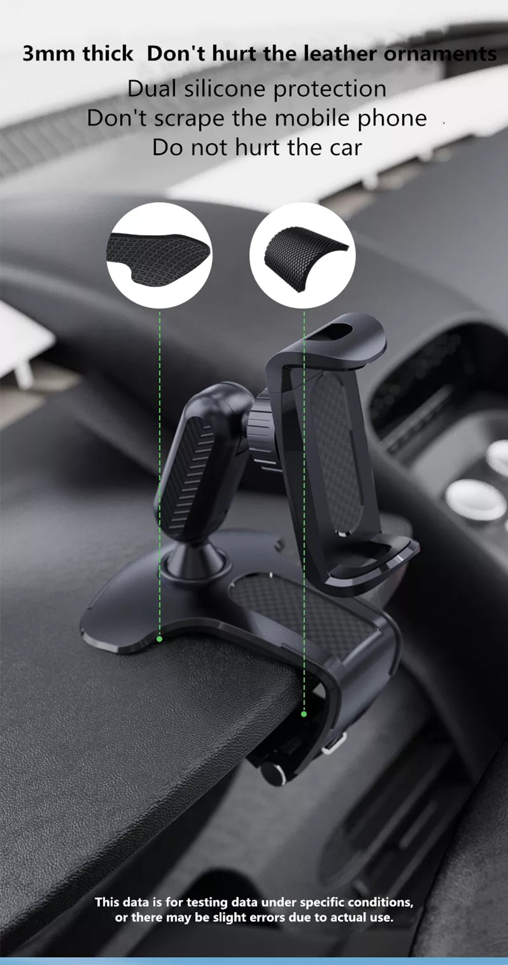 360° Rotatable Car Phone Mount Holder for Dashboard, Compatible with most smartphones - NAVOR