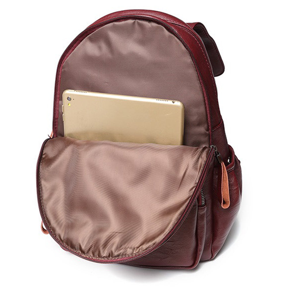 Leather Backpack for Girls/Women Waterproof Daypack - NAVOR