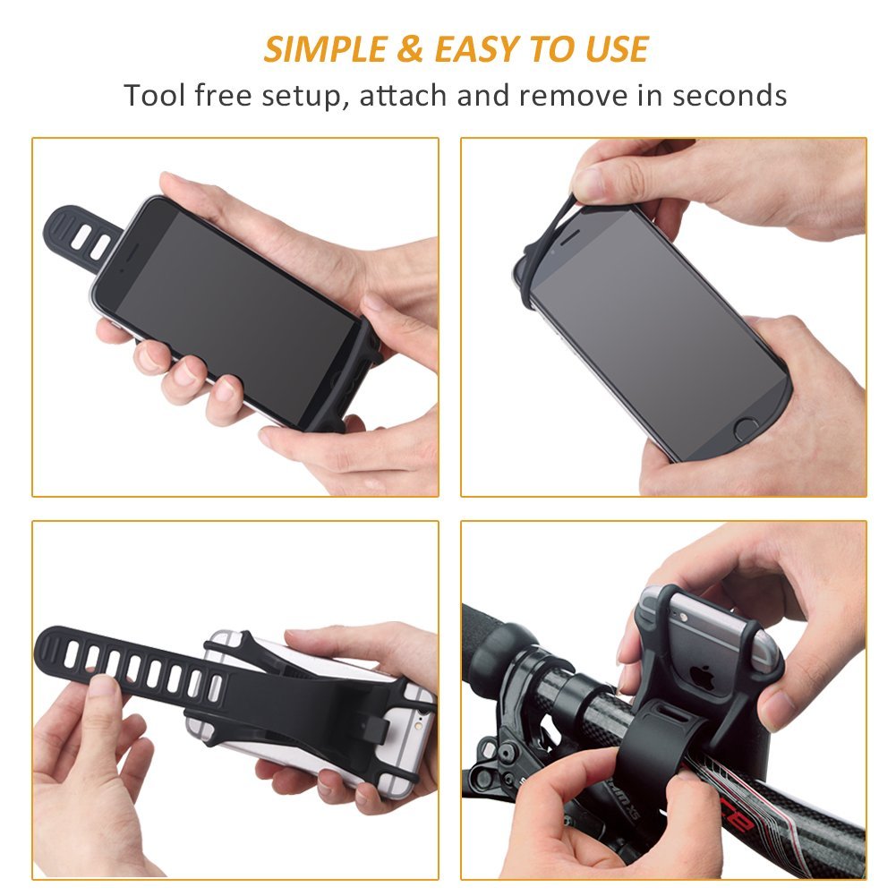 Navor Universal Silicon Bike Mount For iPhone 8, 8 Plus, 7, 7 Plus, Android and 4-6 Inch Devices - NAVOR