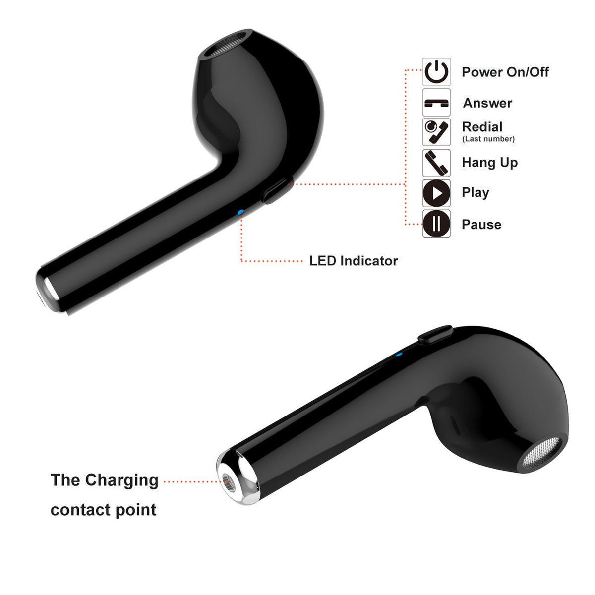 Navor Wireless Bluetooth Stereo earphones for iPhones & other Smartphones with Charging Case - NAVOR