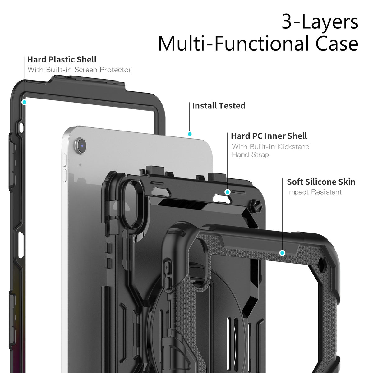 navor iPad 10th Gen 10.9 Inch (2022), 360 Kickstand Case [BLACK]
