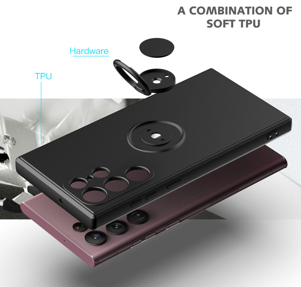 Samsung Galaxy S22 Ultra Case with Ring Kickstand, Car Mount Feature - NAVOR
